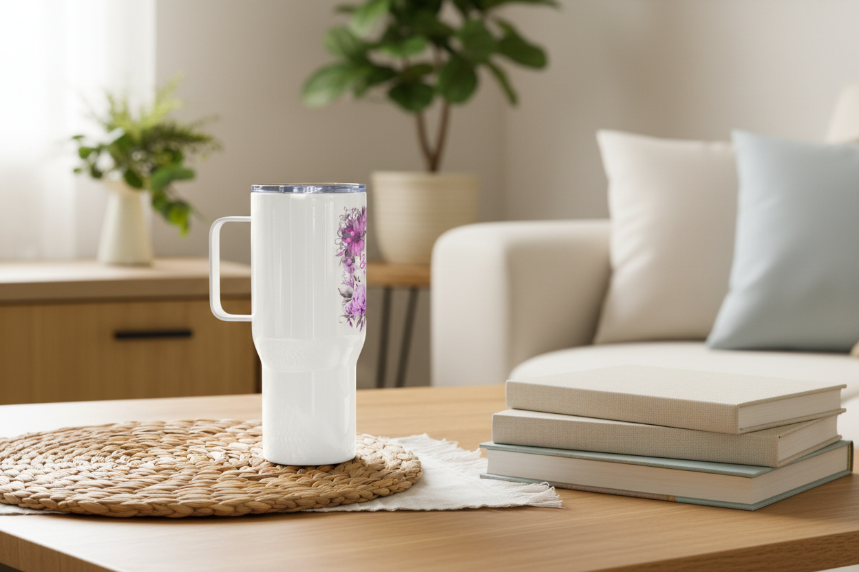 Beautiful & Busy Travel Mug with Handle - Purpose Garden Collective